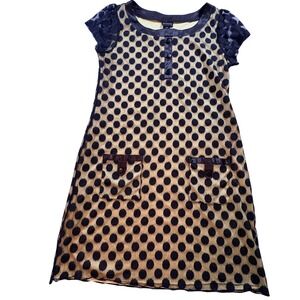 En Focus Studio Polka Dot Mesh Shift Dress Black Yellow 3761S Size 12